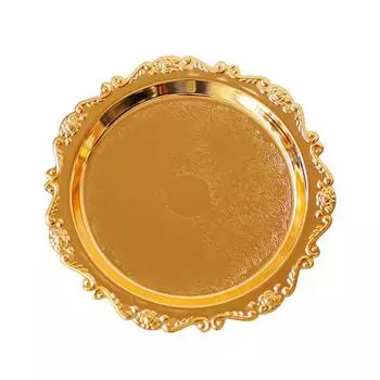 Круглый золотой поднос из нержавеющей стали с прямым краем, подставка для украшений, косметики, свечей, десертов, чаепитий, декоративный поднос для хранения косметики 10cm золотой