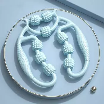 Круговой массажер для ног Ролик с несколькими колесиками для глубокого массажа тканей бедер и икр для облегчения мышц Портативный инструмент для йоги и фитнеса Домашнее оборудование для восстановления синий