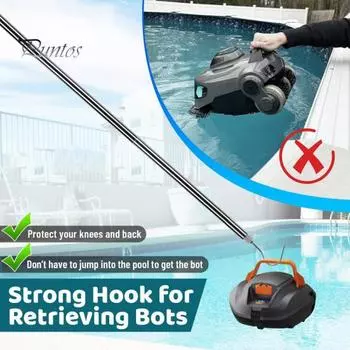 Крюк для извлечения пылесоса для бассейна с телескопической штангой Крюк для пылесоса для бассейна из нержавеющей стали с резиновой ручкой Инструменты для извлечения пылесоса для бассейна A