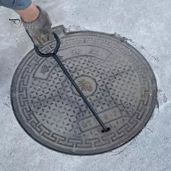 Крюк для крышки люка 30 см, 40 см, 50 см. Нескользящая монтировка для крышки люка. Острый наконечник. Прочная несущая арматура с круглой ручкой. Подъемник для канализационных крышек. 30cm S