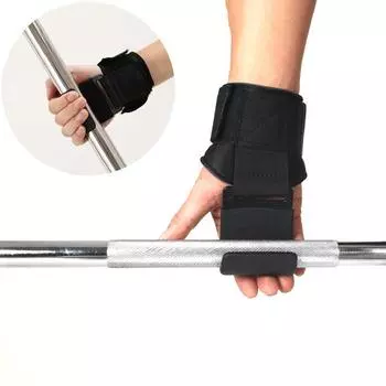 Крюк для поднятия тяжестей с бинтами на запястье Перчатки для поднятия тяжестей Поддержка запястья Фитнес-перчатки Ремешок для перекладины на запястье Ремень для веса Перчатки на перекладине чёрный