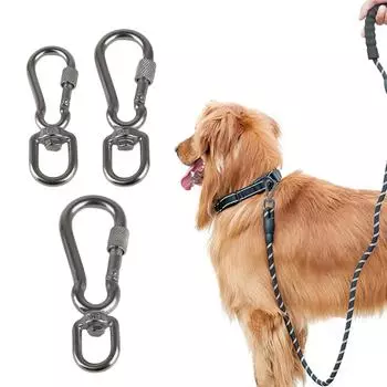 Крюк из нержавеющей стали с вертлюгом для собачьего ошейника, карабин с поворотным соединением, болтовой карабин для поводка для домашних животных/палатки для кемпинга S