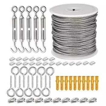 Крюки для троса из нержавеющей стали, комплект для подвешивания троса с винтовой стяжкой, натяжитель троса для установки солнцезащитного козырька, палатки