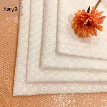 Крупная хлопковая вышитая ткань с мелким цветочным узором для весенне-летних платьев и рубашек Coarse Chrysanthemum CRF0533-1