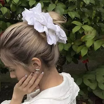 Крупногабаритная кружевная резинка для волос, эластичная резинка для хвоста, эластичные аксессуары для волос белый