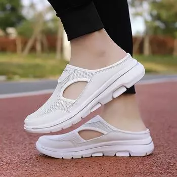 Крупногабаритная повседневная обувь унисекс и женская обувь на полуподдержке; мужские сандалии с пирсингом на толстой подошве; сетчатые дышащие тапочки 48 белый