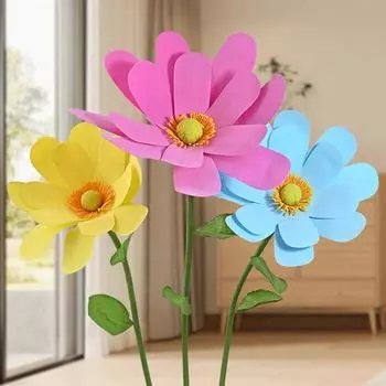 Крупномасштабная имитация пенопластовой хризантемы MEIHON Домашняя жизнь Свадебные украшения Реквизит для съемки Торговый центр Красивые искусственные цветы 50cm белый