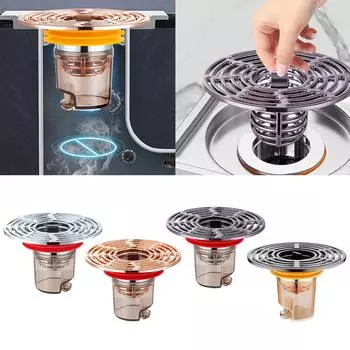 Крупноячеистый фильтр для слива в полу, защита от запахов, предотвращает засоры и устраняет запахи, легко чистить, устанавливать, долговечно 3