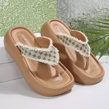 Крупные брендовые модные женские шлепанцы, летние пляжные тапочки на толстой подошве, повседневная одежда для отдыха на открытом воздухе, сандалии на танкетке 41