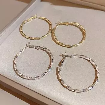 Крупные круглые серьги-иглы из серебра 925 пробы для женщин — простые, универсальные и элегантные, как у знаменитостей в Интернете E5299 золотой