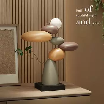 Крупные напольные украшения рядом с тумбой под телевизор в гостиной в стиле арт, легкая роскошь, высококачественные художественные подарки, журнальный столик у входа