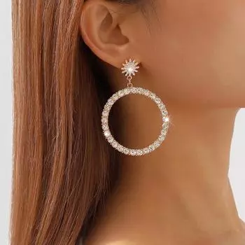 Крупные серьги из сплава с геометрическим узором для модных женщин, путешествующих на работу золотой