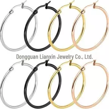 Крупные серьги-кольца из титановой стали с позолоченной пряжкой 10mm Diameter Pair