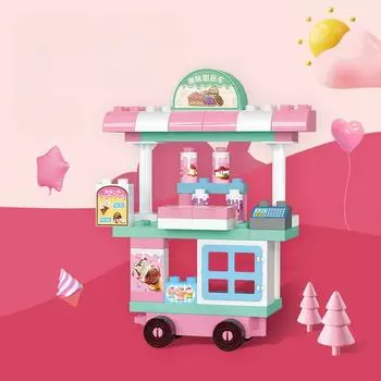 Крупные строительные блоки для автомобиля, сумка для заправки, инженерное транспортное средство, десерт, автомобиль, головоломка, подключаемые аксессуары, сумка для детей 29.5*7.7*20.5cm