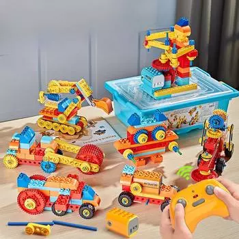 Крупные строительные блоки из частиц Электромеханические шестерни Научно-образовательные развивающие игрушки для сборки