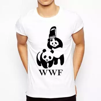 Крутая футболка Camiseta, мужская футболка, летняя модная забавная футболка WWF Wrestling Panda Comedy с коротким рукавом S