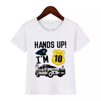 Крутая футболка с надписью «Пожарная машина» для мальчиков и девочек, детская футболка с днем рождения для мальчиков 1–9 лет, белая футболка для малышей 90cm