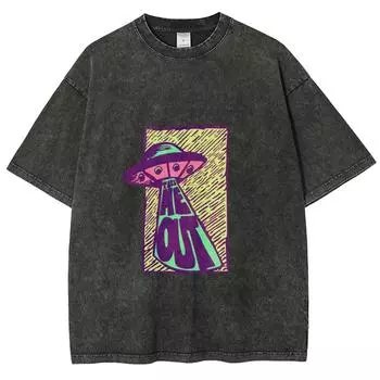 Крутая футболка с НЛО и инопланетным космическим кораблем, унисекс, топ, футболка с коротким рукавом, хлопок, уличная одежда, харадзюку, графическая хлопковая футболка S