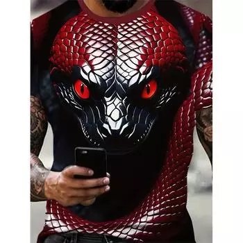 Крутая футболка с рисунком змеи для мужчин, футболки с принтом животных 3D, летние повседневные свободные футболки с круглым вырезом и коротким рукавом, размер XS-6XL XS
