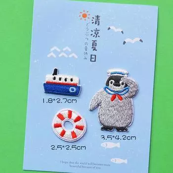 Крутая летняя детская милая вышитая тканевая наклейка, самоклеящаяся одежда, брюки, шляпа, сумка, декоративная нашивка, наклейка Penguin