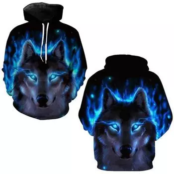 Крутая мода Волк 3D Печатный Толстовка Новинка Harajuku Animal Streetwear Смешная Толстовка Унисекс Повседневный Пуловер 3XL