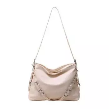 Крутая мотоциклетная сумка, женская сумка, модная сумка через плечо, маленькая текстура, большая вместительность, диагональ, большая сумка, длина 36 см, ширина 6 см, высота 26 см белый