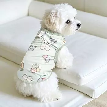 Крутая одежда для собак Футболка с мультяшным котом Милый жилет для собак Лето XXL синий