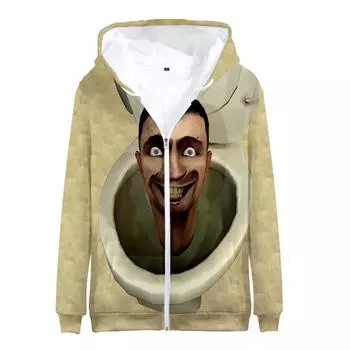 Крутая толстовка с капюшоном Y2k Skibidi Toilet, толстовки на молнии для мужчин и женщин, пуловеры с длинным рукавом, 3D-одежда для косплея, детская толстовка с капюшоном для мальчиков и девочек S