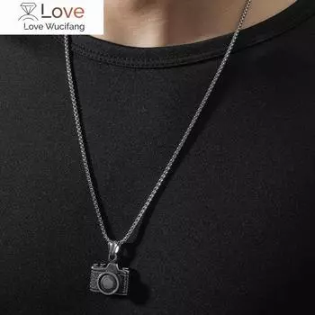 Крутая вспышка с камерой, подвеска-подвеска, длинное ожерелье из нержавеющей стали, винтажная длинная цепочка, ювелирные изделия в стиле панк, женский и мужской подарок для дружбы