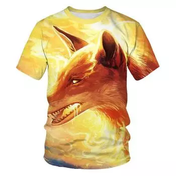 Крутая забавная футболка с 3D принтом Scarlet Fox для мужчин и женщин, летние топы с короткими рукавами, футболки, модная черная одежда S