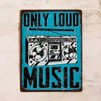 Крутая жестяная табличка для любителей музыки Громкая музыка, металл, 20x30 см 30X20 CM