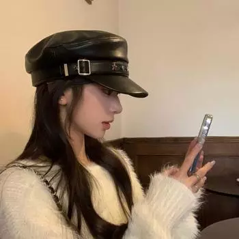 Крутая Звезда Берет Сохраняет Тепло Толстая Восьмиугольная Кепка Модная Винтажная Английская Кепка Осень чёрный