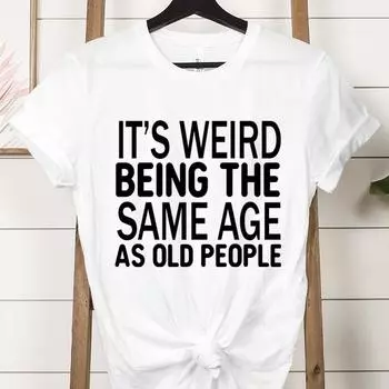 Круто, это странно быть ровесниками, футболка с принтом для женщин, летние модные повседневные футболки, топы с короткими рукавами XXS чёрный