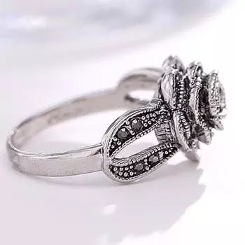 Крутое кольцо, обручальное, свадебное, женское, винтажное, с цветком розы, блестящие кольца на палец Us 8 серебряный