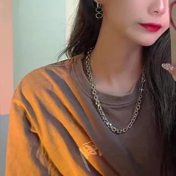 Крутое ожерелье с крестом, мужская мода, ниша в стиле хип-хоп, летний дизайн, женская мода, одинаковые аксессуары для одежды, украшения из титановой стали