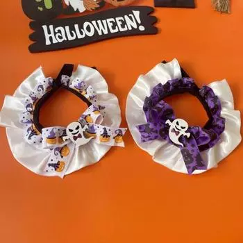 Крутое ожерелье в виде тыквы для питомца, регулируемый нагрудник для питомца, шарф, удобный ошейник для питомца на Хэллоуин для кошек и собак M фиолетовый