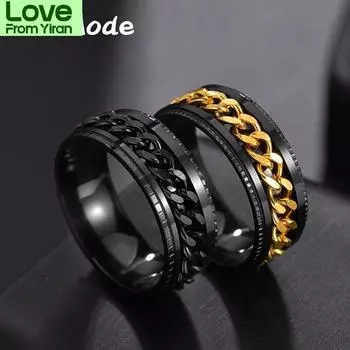 Крутое вращающееся мужское кольцо из нержавеющей стали, высококачественная цепочка-спиннер, панк-женские украшения для вечеринки в подарок 7