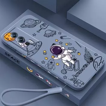 Крутой астронавт, мультяшная художественная жидкая левая веревка для Xiaomi Redmi 13C 12 12C K60 A1 K50 11 K40 10C 10 9A 9AT 9T 9C 5G Funda Redmi K40S 5G