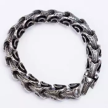 Крутой браслет из нержавеющей стали с цепочкой в виде дракона, мужской браслет в стиле панк-киль, мужские браслеты и браслеты для мальчиков, ювелирные изделия, манненская повязка на руку 18CM серебряный