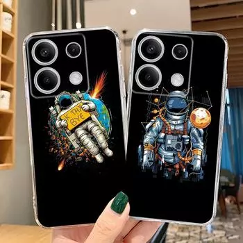 Крутой чехол-астронавт для iPhone Samsung A55 A35 M34 S24 Xiaomi Redmi 13 Pro 14C Huawei Honor противоударный бампер для телефона TPU с защитой от царапин прозрачная задняя крышка Samsung Galaxy S20 FE