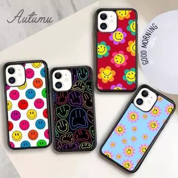 Крутой чехол для телефона Smiley для iPhone 11 12 13 14 Pro Max mini X XR XS SE 2020 5 6S 7 8 Plus Samsung Galaxy S21 S22 Cover shell iPhone 6plus
