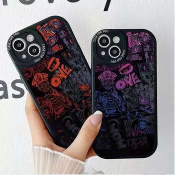 Крутой дизайн, гибкий мягкий силиконовый чехол с принтом, милый мультяшный чехол, полная задняя крышка для iPhone, Samsung, Xiaomi, Redmi iPhone 6 чёрный