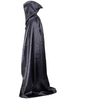 Крутой Фантазийный Вечерний Хэллоуин Ведьма Взрослый Дьявол Плащ с Капюшоном Вечеринка Пальто Мантии Мрачный Жнец Плащ чёрный