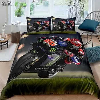 Крутой гоночный мотоцикл 3D стерео печать пододеяльник 100% полиэстер машинная стирка комплект постельного белья пододеяльник наволочка 2 шт EU 135x200cm 2PCS