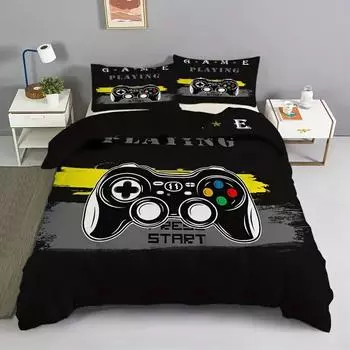Крутой комплект постельного белья с геймпадом, трехпредметный пододеяльник, цифровая печать, домашний текстиль EU single 135*200