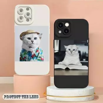 Крутой модный чехол для телефона с котом для iPhone 14 12 Pro 11 13 Max Mini X XS XR 7 8 Puls Angel Eyes Мягкий силиконовый чехол iPhone7
