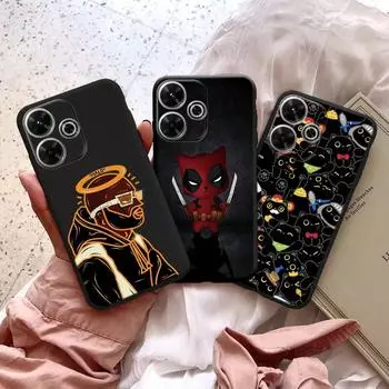 Крутой мультяшный чехол для iPhone Samsung A55 M34 S24 Xiaomi Redmi 13 Pro 14C Huawei Honor противоударный чехол для телефона черный матовый TPU антицарапающийся полный чехол Samsung Galaxy S20 FE