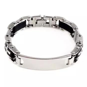 Крутой мужской резиновый серебряный ID крест из нержавеющей стали, браслет-цепочка, браслет H