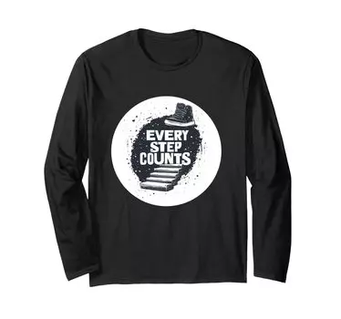 Крутой наряд «Каждый шаг имеет значение» для взрослых и детей, футболки с длинным рукавом чёрный