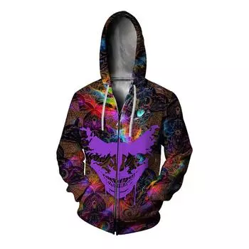 Крутой официальный сайт Clown Man Zip Up Hoodies 3D цифровая печать Новые толстовки и свитшоты Изысканный дизайн Мужская одежда S